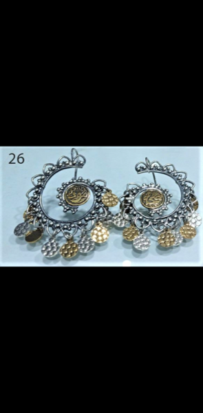 Silver earrings oriental new poem